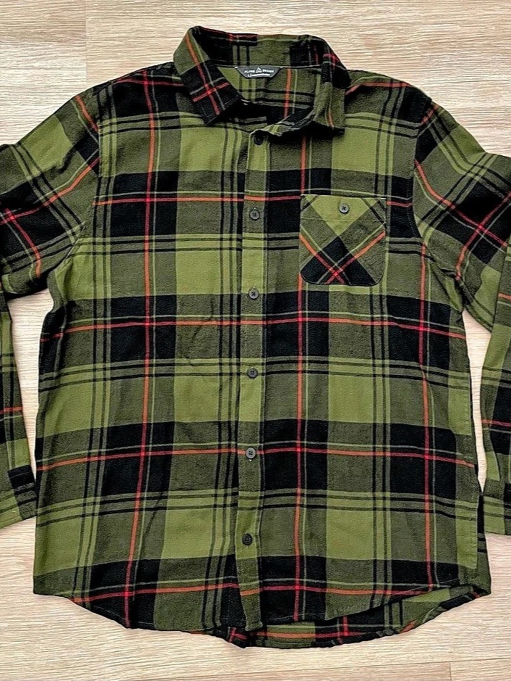 Alpine Design Men's Long Sleeve Flannel Shirt Plaid Green & Black Size Large